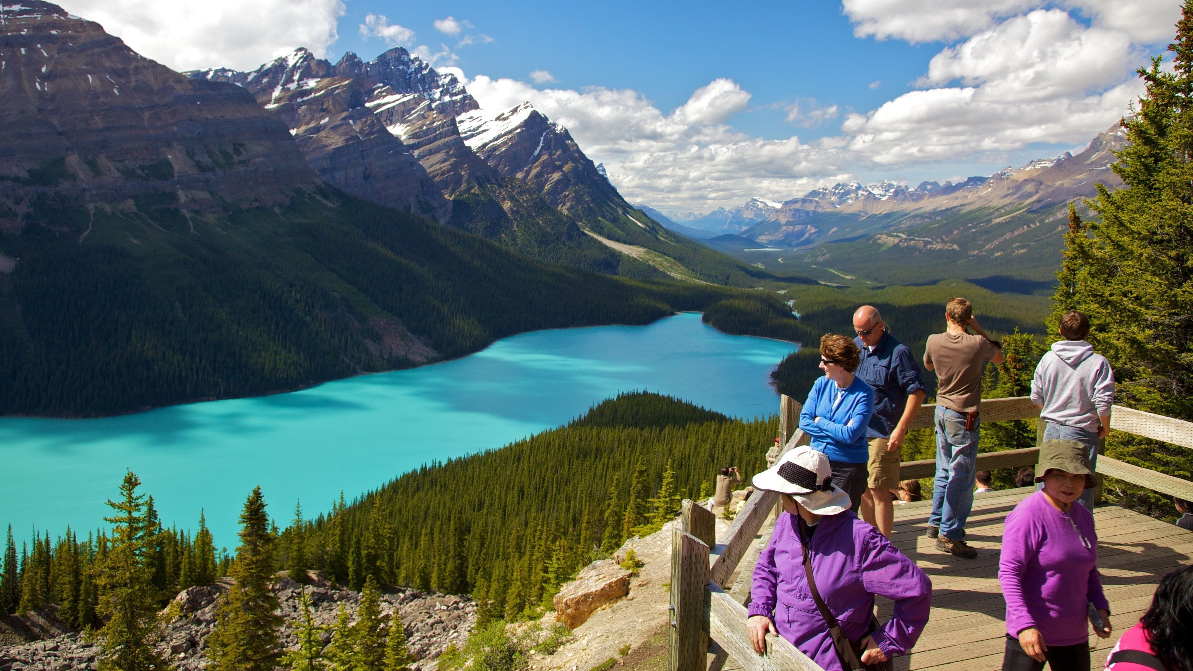 Overlook platform above a turquoise mountain lake