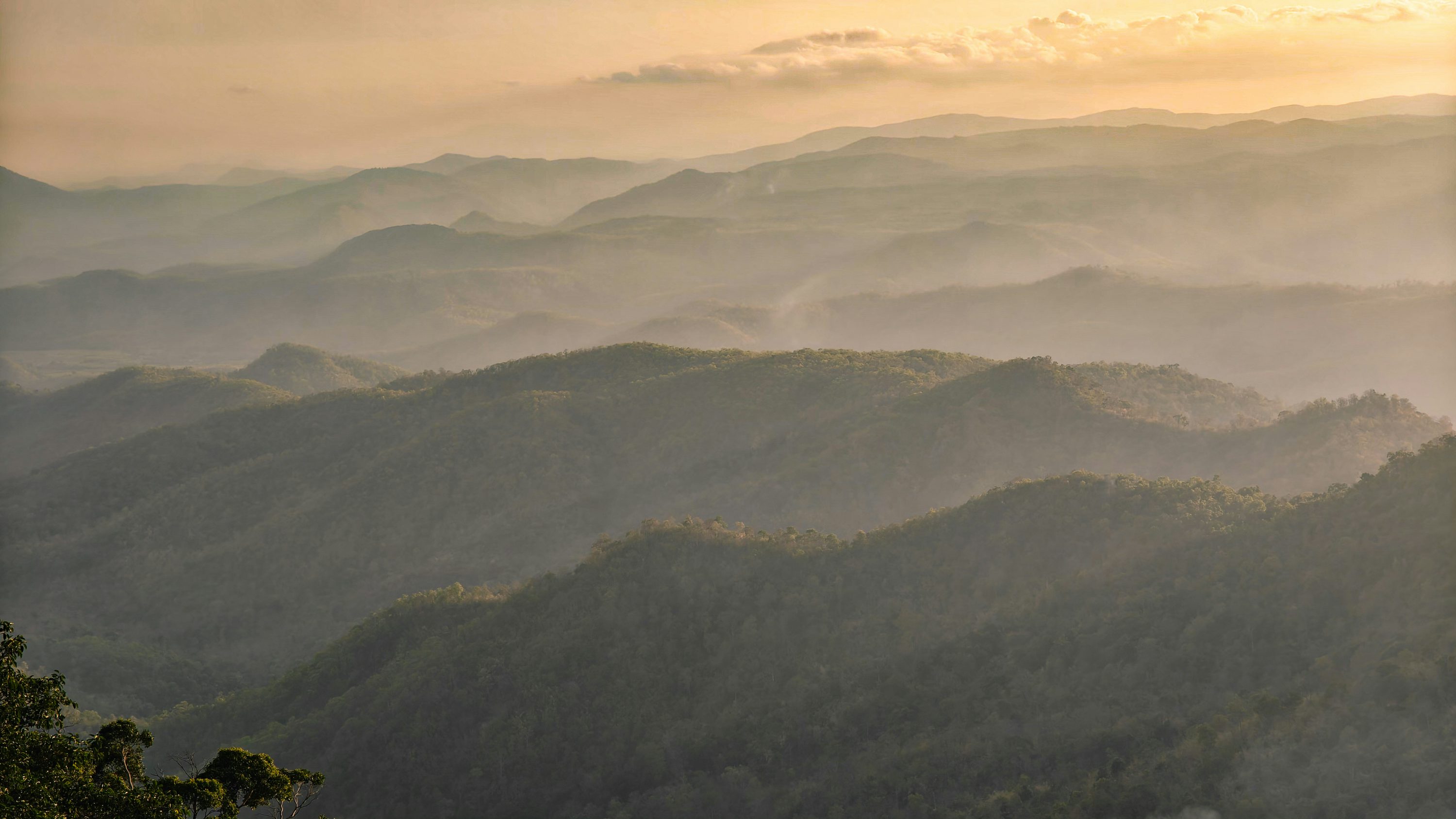 sunrise light over a mountain ridge