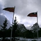 Three flags in the mountains