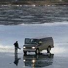 Icy lake driving